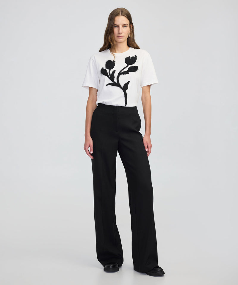 Ipekyol Color-Block T-Shirt With 3D Floral Embellishment White