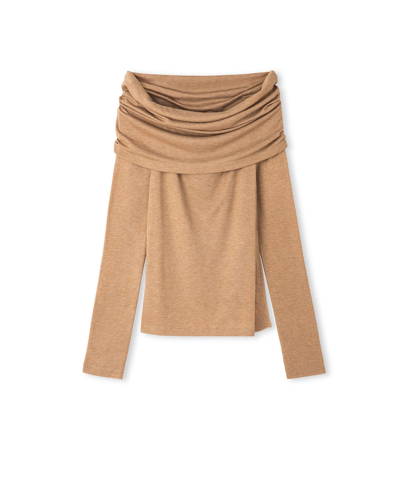 Ipekyol Off-The-Shoulder T-Shirt Camel