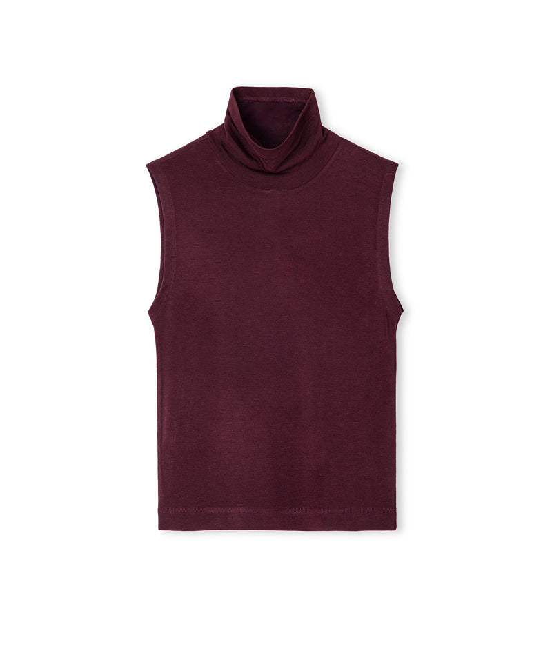Ipekyol High-Neck Basic T-Shirt Bordoux