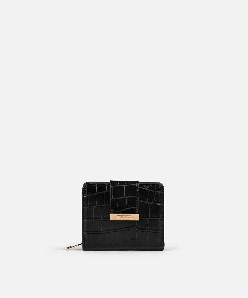 Ipekyol Croc-Effect Wallet Black