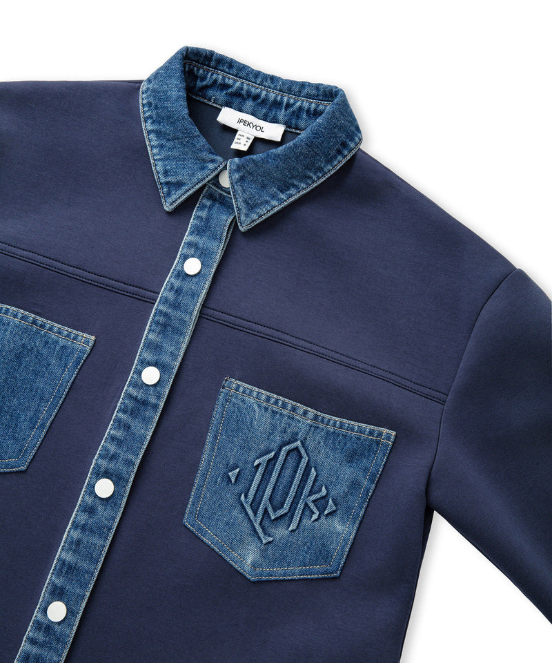Ipekyol Denim-Trimmed Scuba Sweatshirt Navy