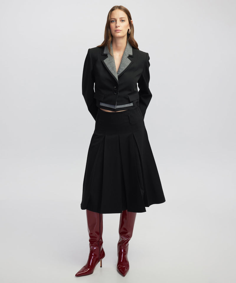 Ipekyol Mixed Media Crop Blazer Black