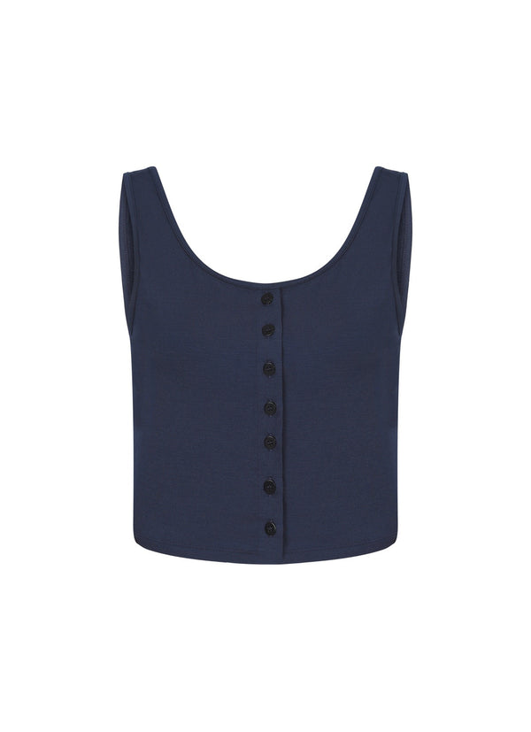 Nu Sleeveless Cropped Blouse Indigo