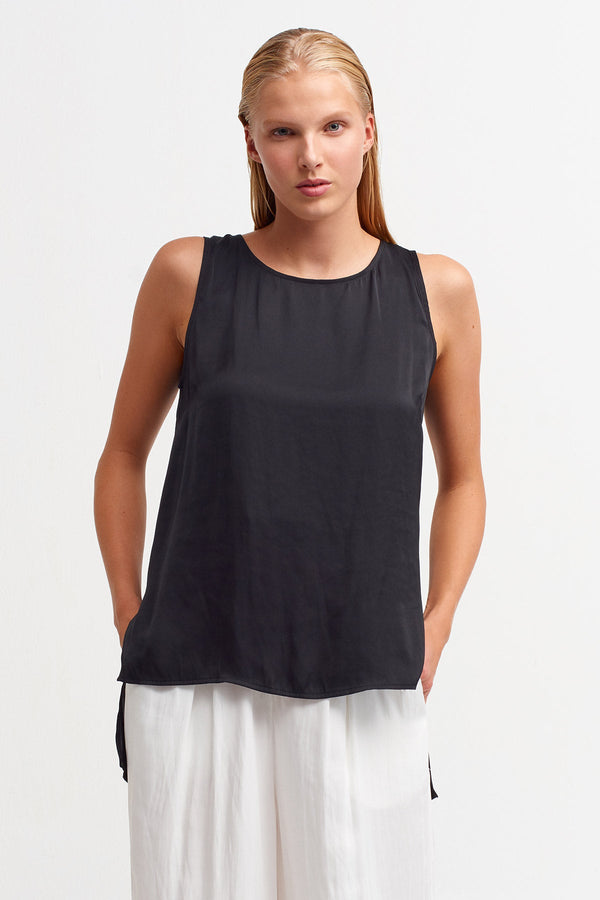 Nu Sleeveless Dip Hem Blouse Black