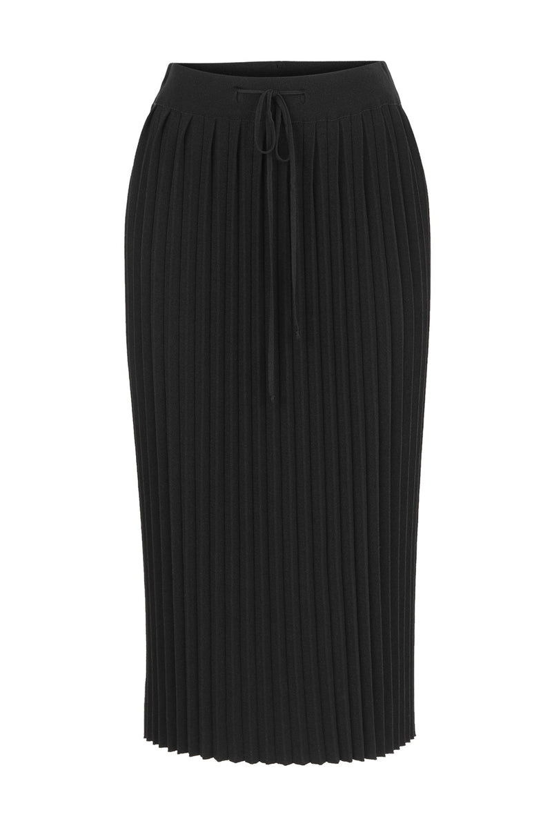 Nu Knit High Waist Pleated Skirt Black