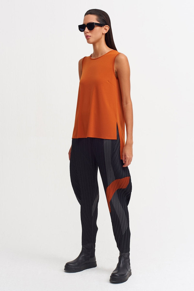 NU Sleeveless Dip Hem T-Shirt Terra Cotta