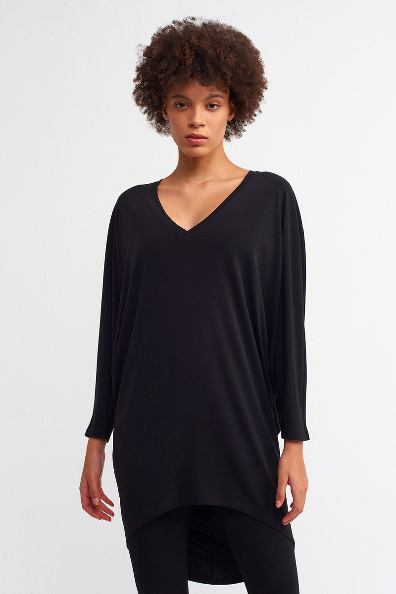 NU  Basic V-Neck Top Black