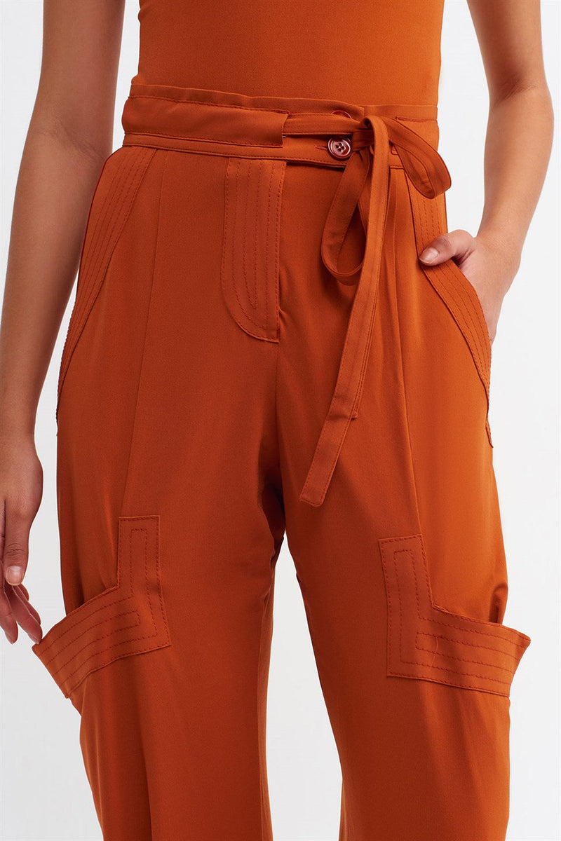 Nu Stitched Detail Trouser Terra Cotta