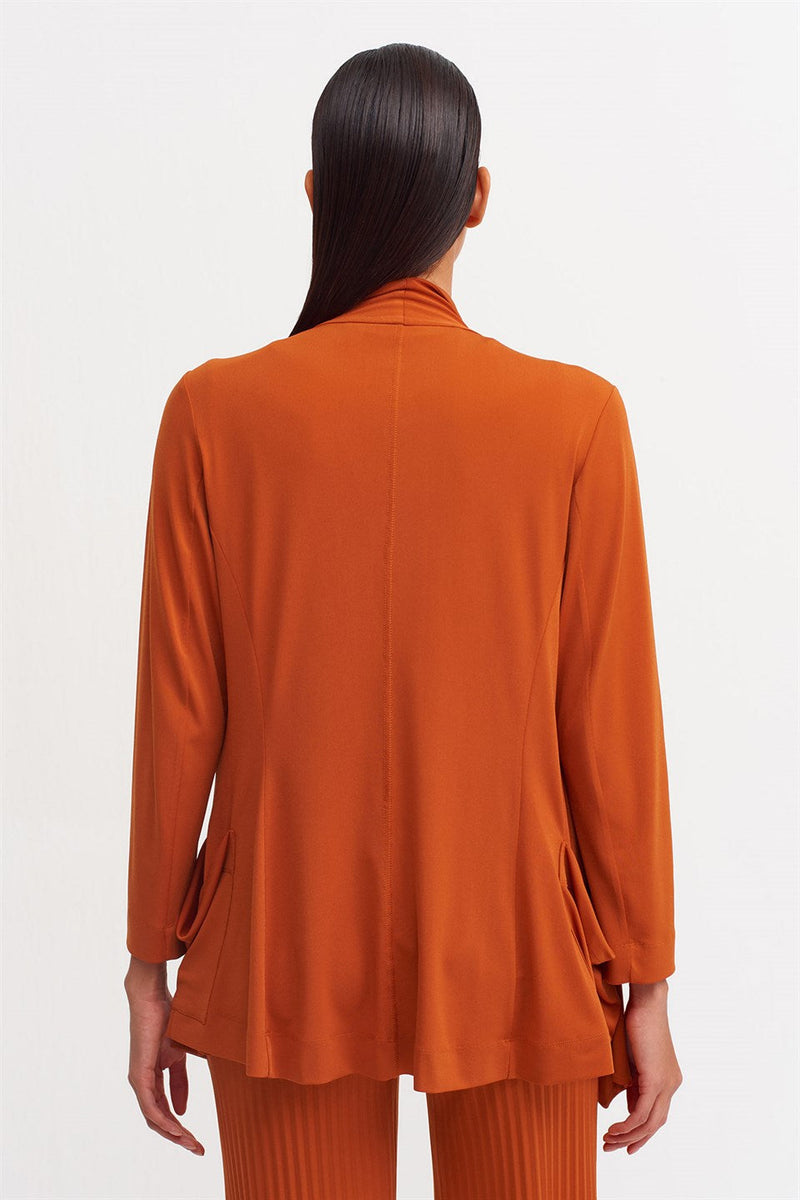 NU Draped Collar Short Outerwear Terra Cotta