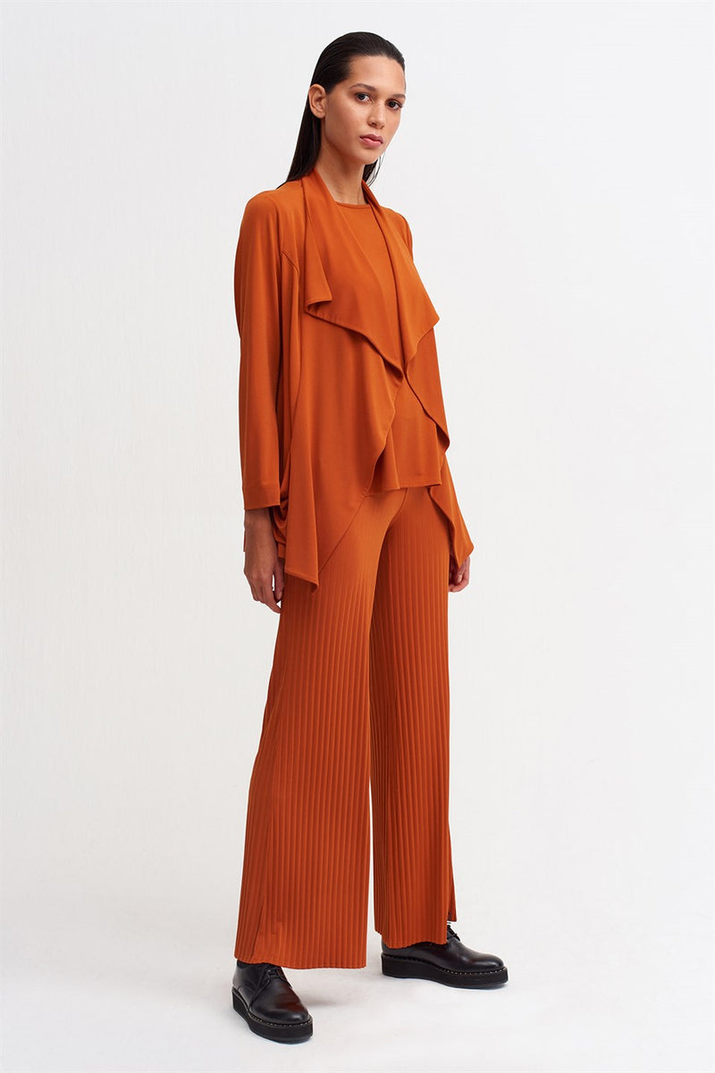 NU Draped Collar Short Outerwear Terra Cotta