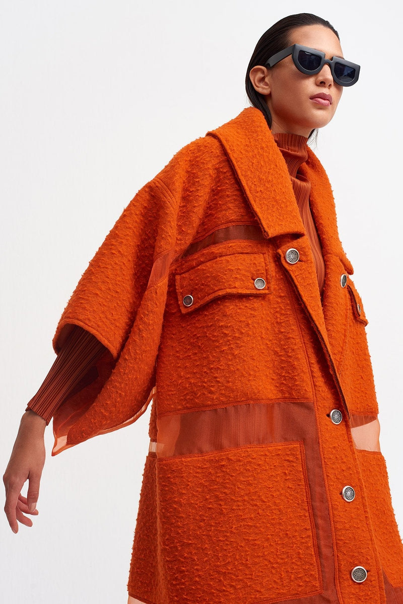 NU Button Accessory Coat Flame