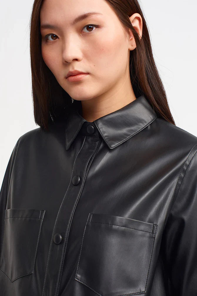 Nu Casual Pu Midi Jacket Black