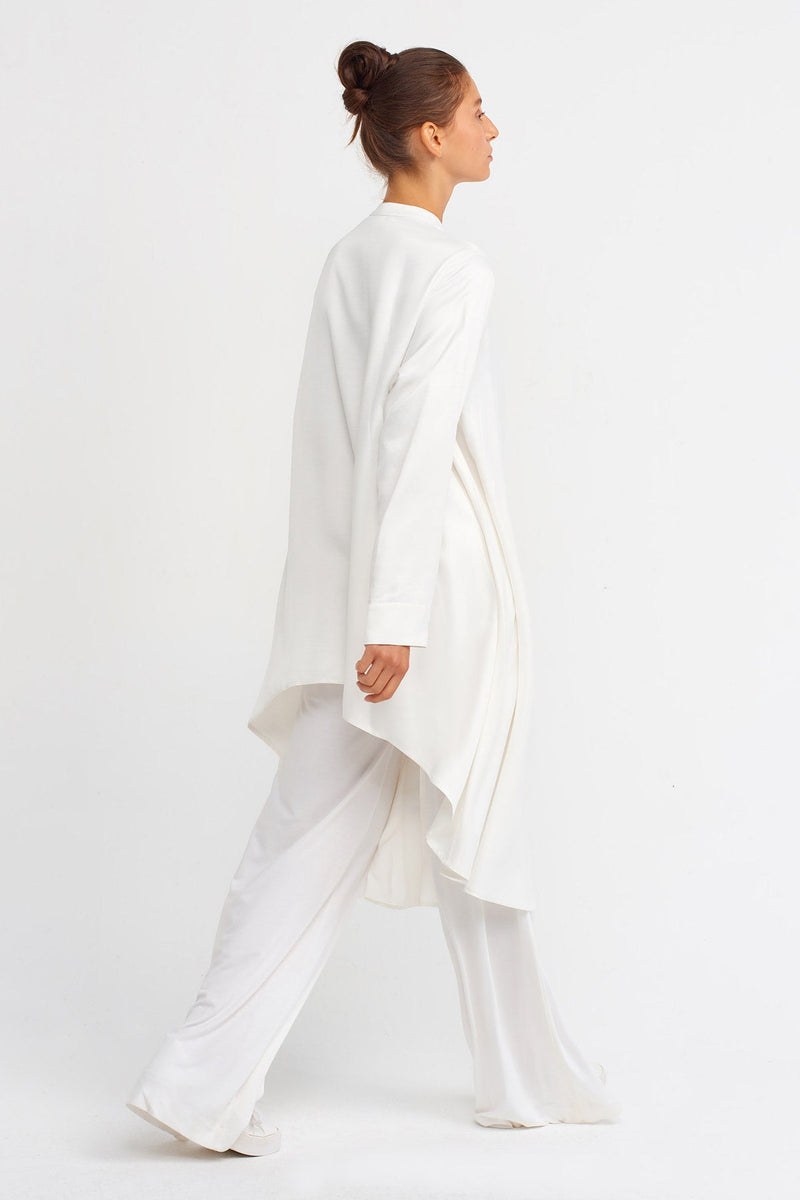 Nu Long Sleeve Midi Dress Off White