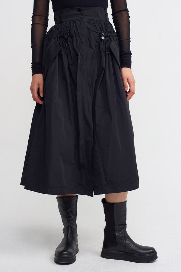 Nu Solid Skirt With Adjustable String Black