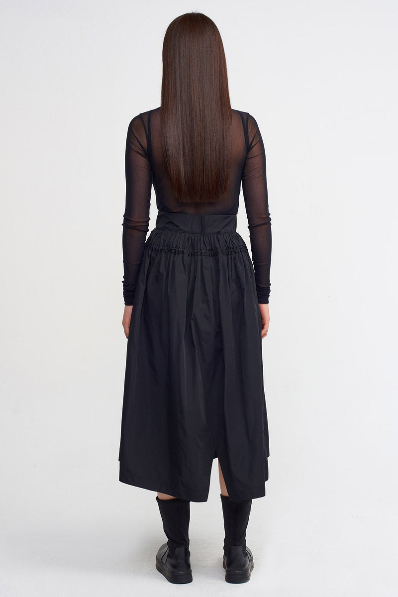 Nu Solid Skirt With Adjustable String Black