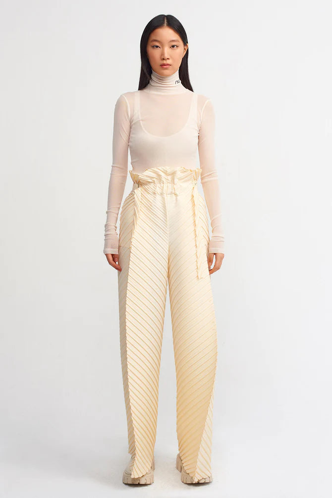 Nu Pleated Trousers With Adjustable Belt Natural