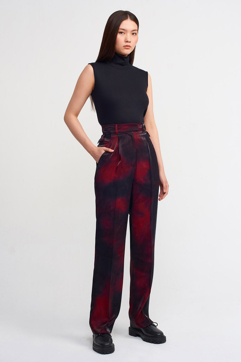 Nu Printed Trousers With Buckle Straps Accessory Red