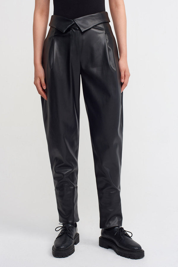 Nu Folded Waist Trousers Black