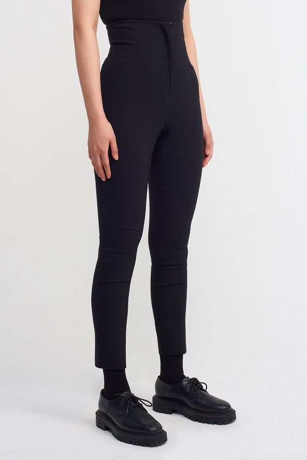 Nu High Waist Slim Fit Trousers Black