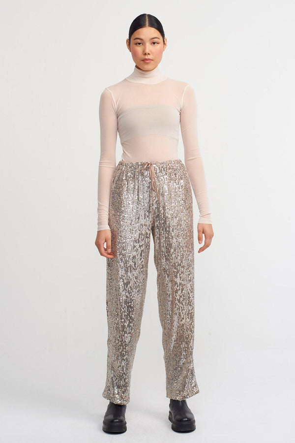 Nu Allover Sequins Trousers Platinum