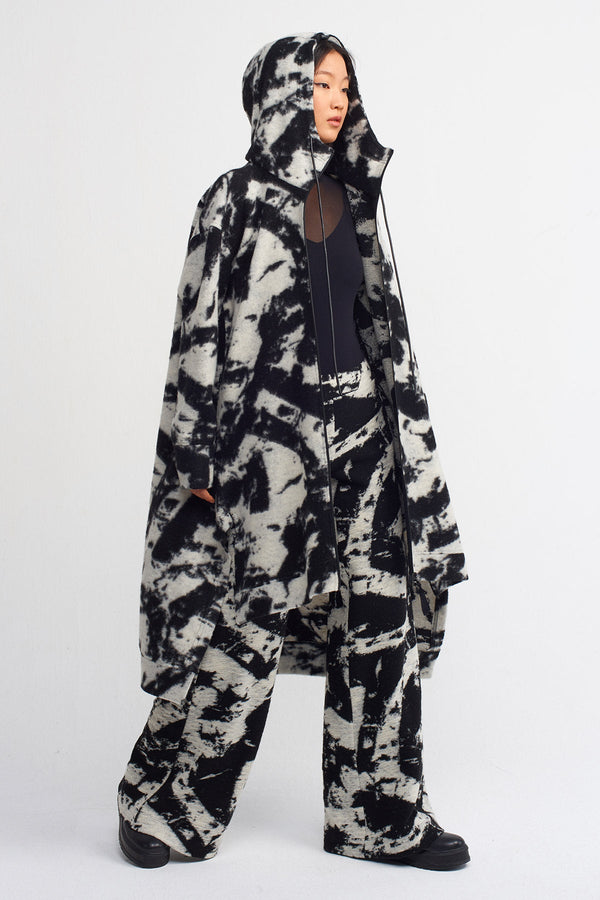 Nu High Low Woolen Midi Jacket Black/Off White