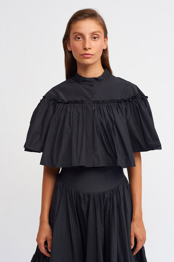 Nu Ruffle Cropped Blouse Black