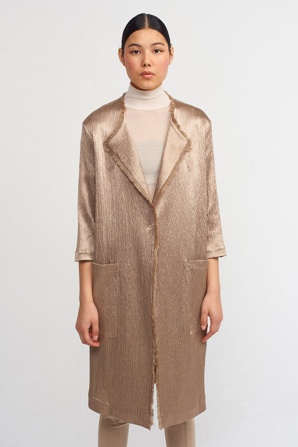 Nu Textured Outerwear With Fringe Detail Bronze