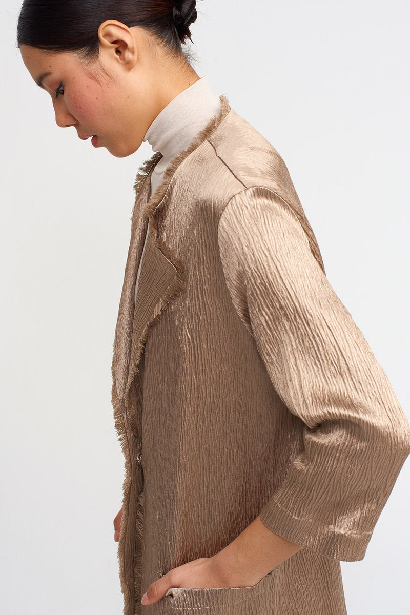 Nu Textured Outerwear With Fringe Detail Bronze