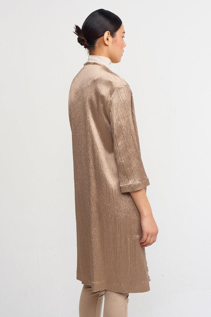 Nu Textured Outerwear With Fringe Detail Bronze