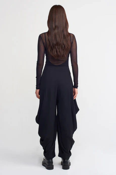 Nu Solid-Toned Asymmetrical Trousers Black