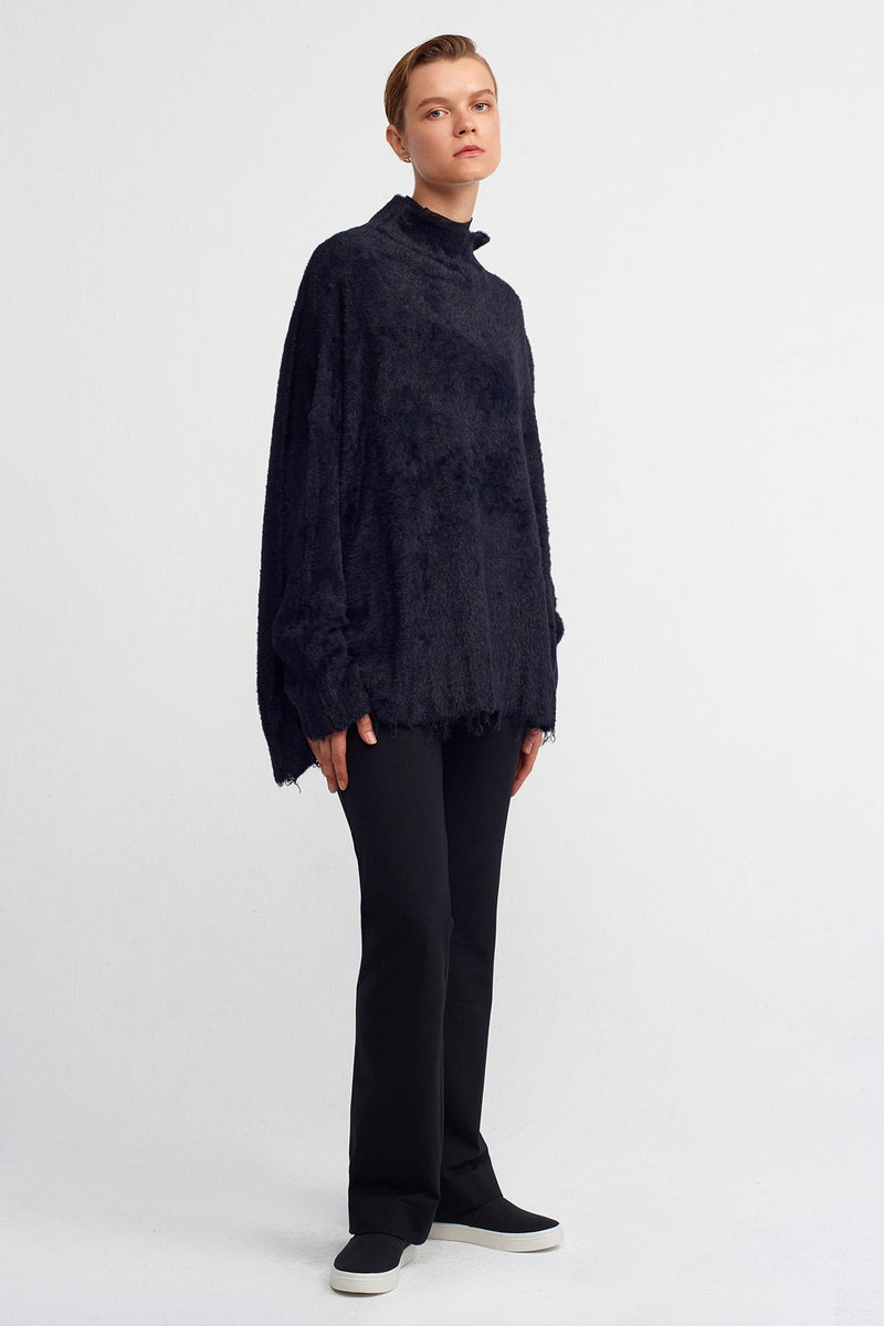 Nu Oversized Soft Fuzzy Sweater Black