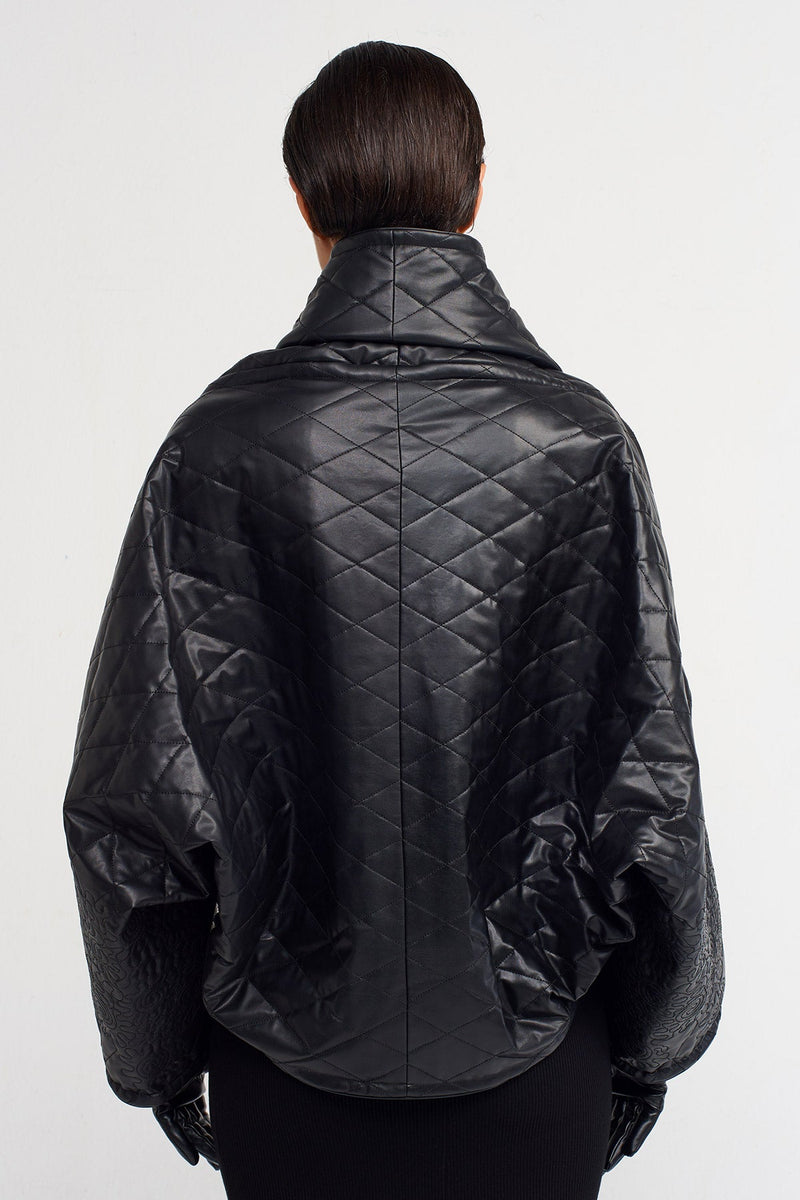 Nu Short Quilted Wrap Coat Black