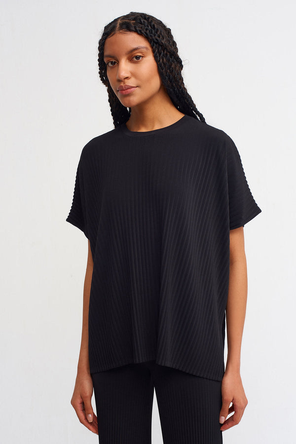 Nu Crew Neck Jersey Blouse Black