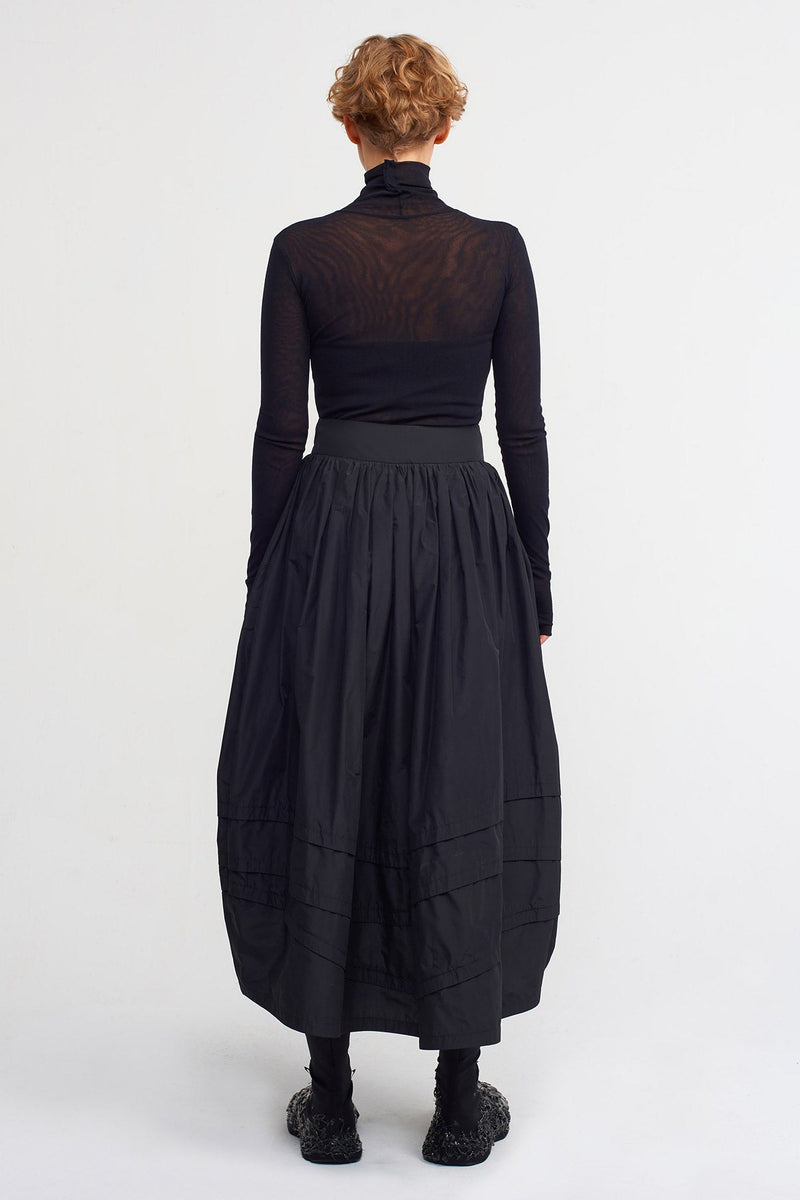 Nu Midi Length Balloon Taffeta Skirt Black