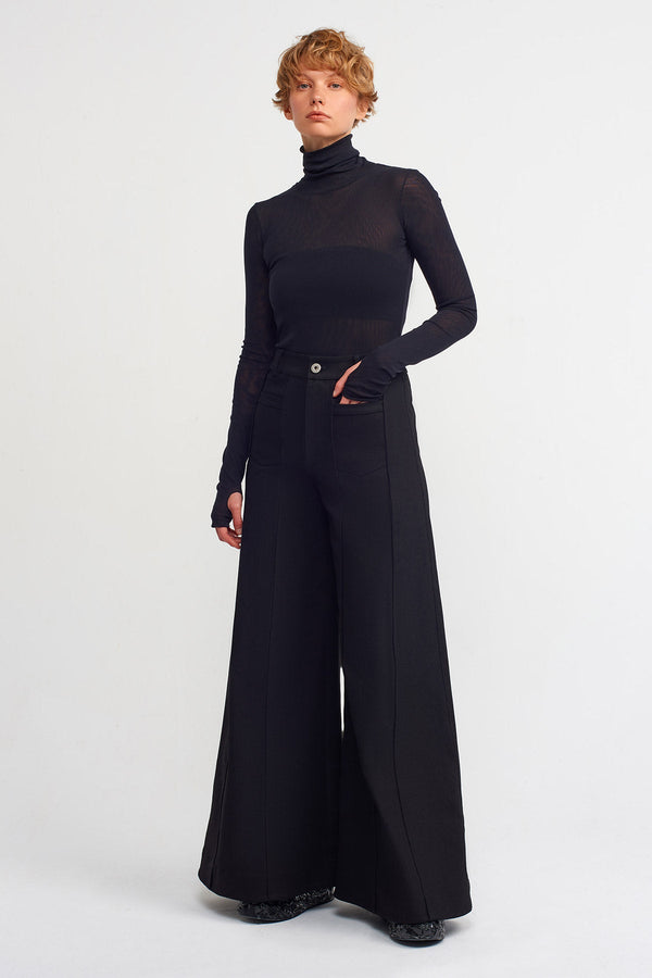 Nu Solid Wide Leg Trousers Black