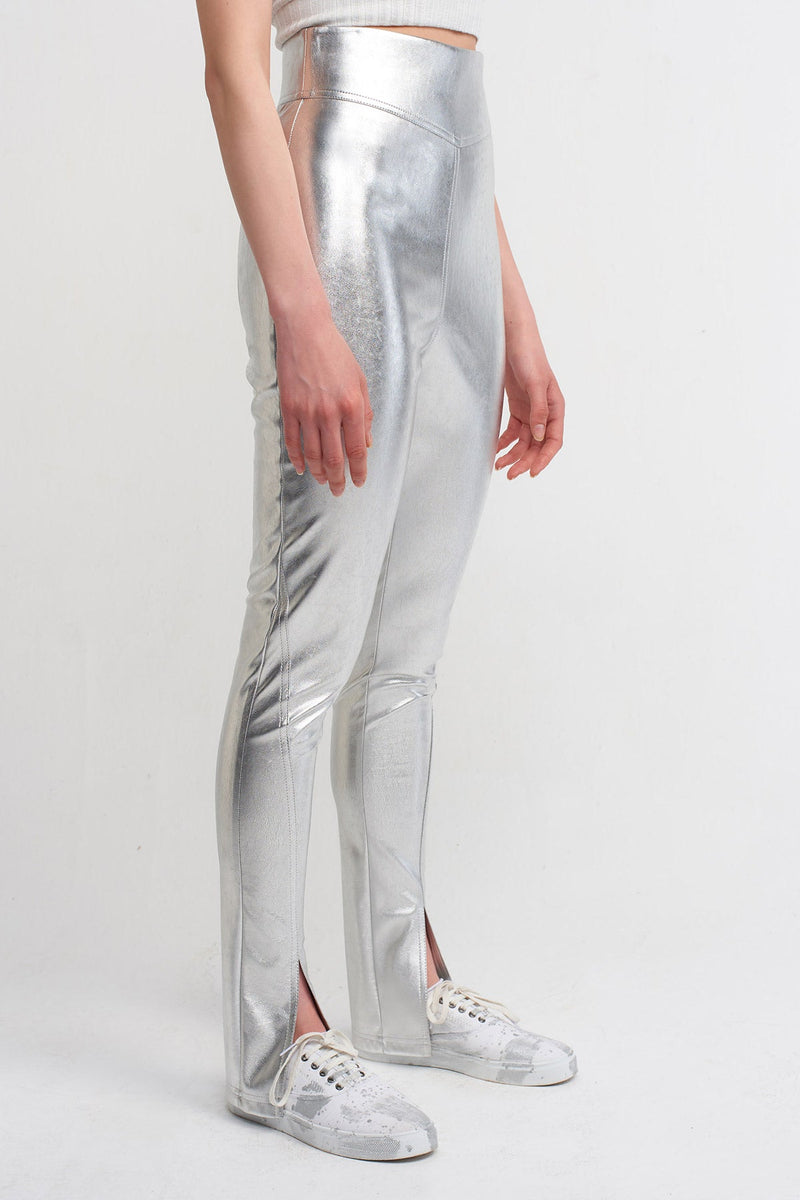 Nu High Waist Skinny Pants Silver