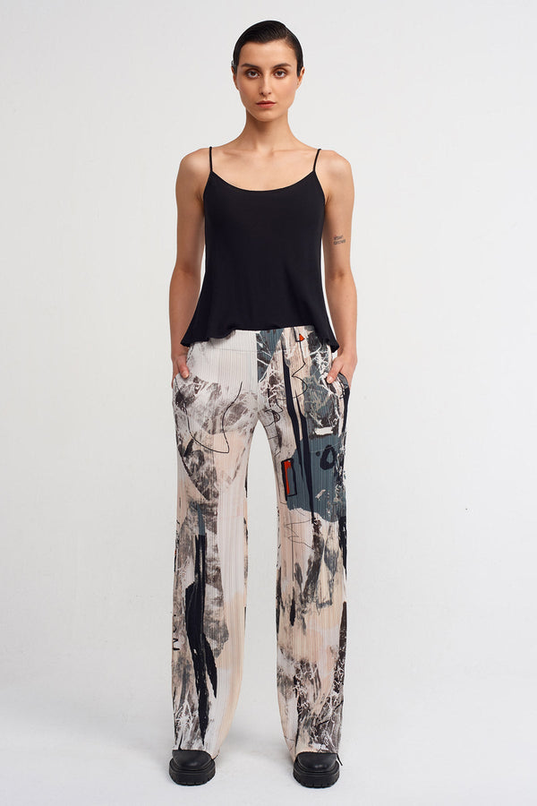 Nu Pleated Elegant Trousers Multi Color