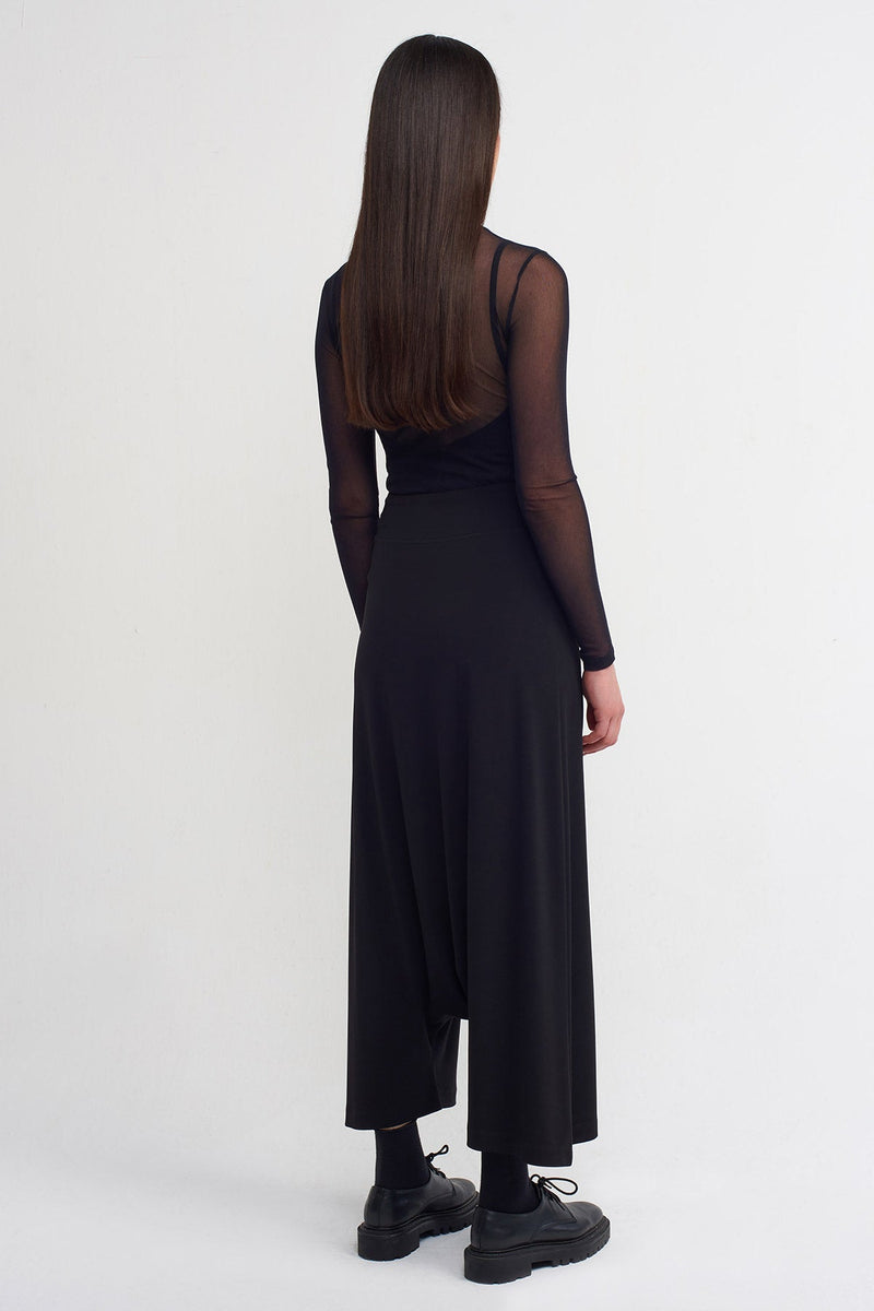 Nu High-Waisted Jersey Harem Pants Black