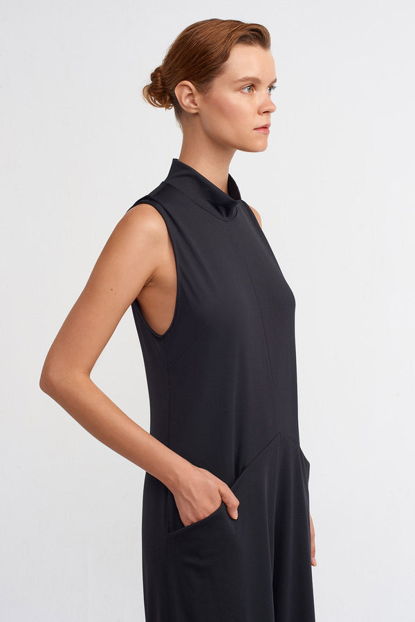 Nu Double Pocket Sleeveless Jumpsuit Black