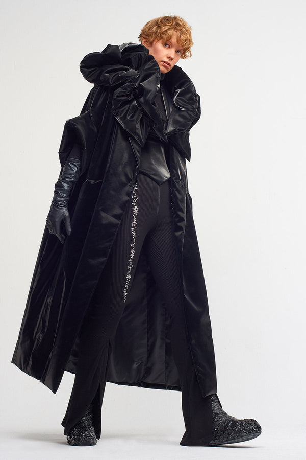 Nu Shiny Long Jacket Black