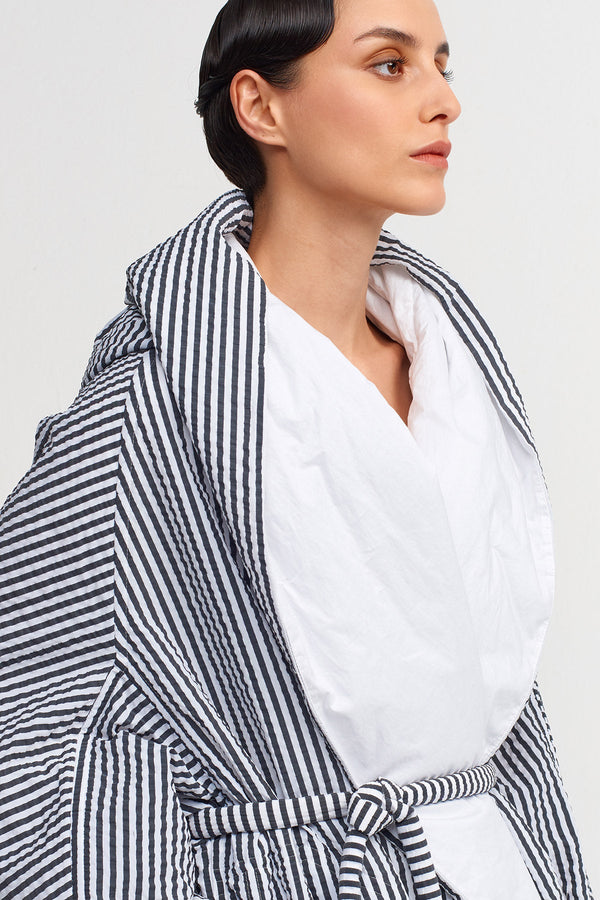 Nu Striped Oversized Coat White & Black