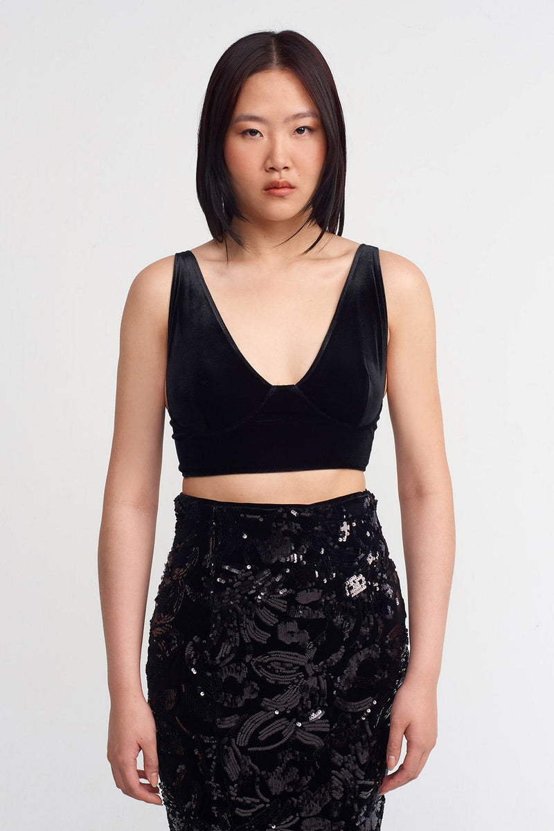 Nu Elegant Velvet Bustier Black