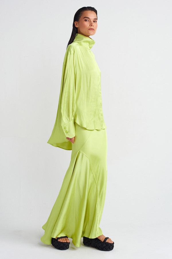 Nu Satin Shirt Lime