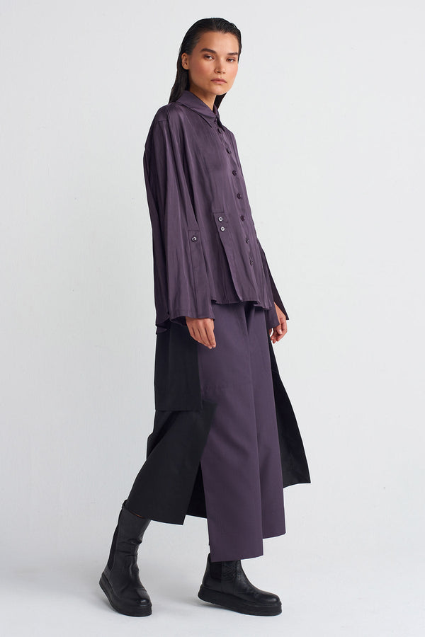 Nu Satin Shirt Plum