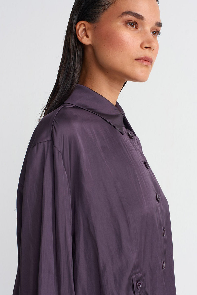 Nu Satin Shirt Plum