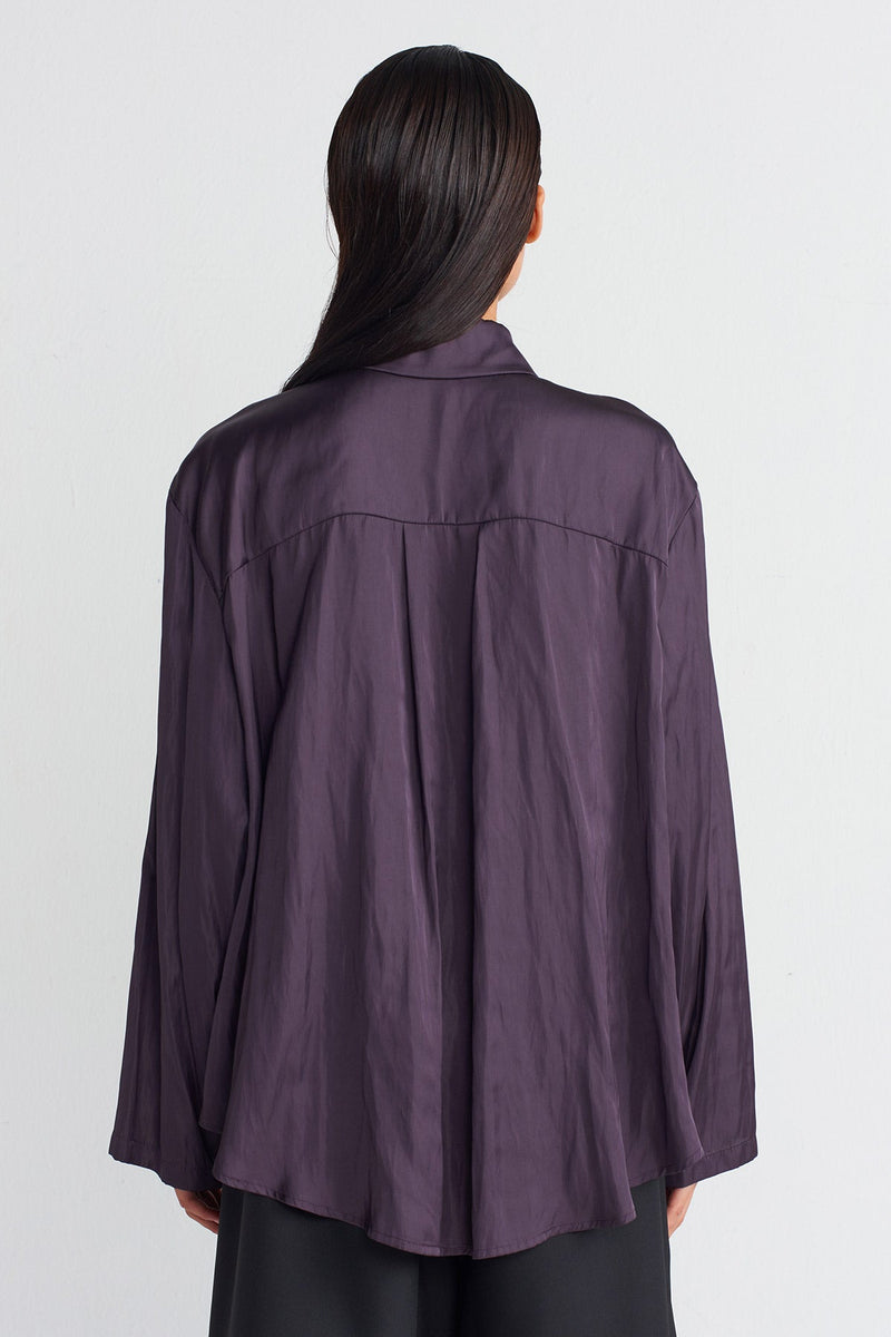 Nu Satin Shirt Plum