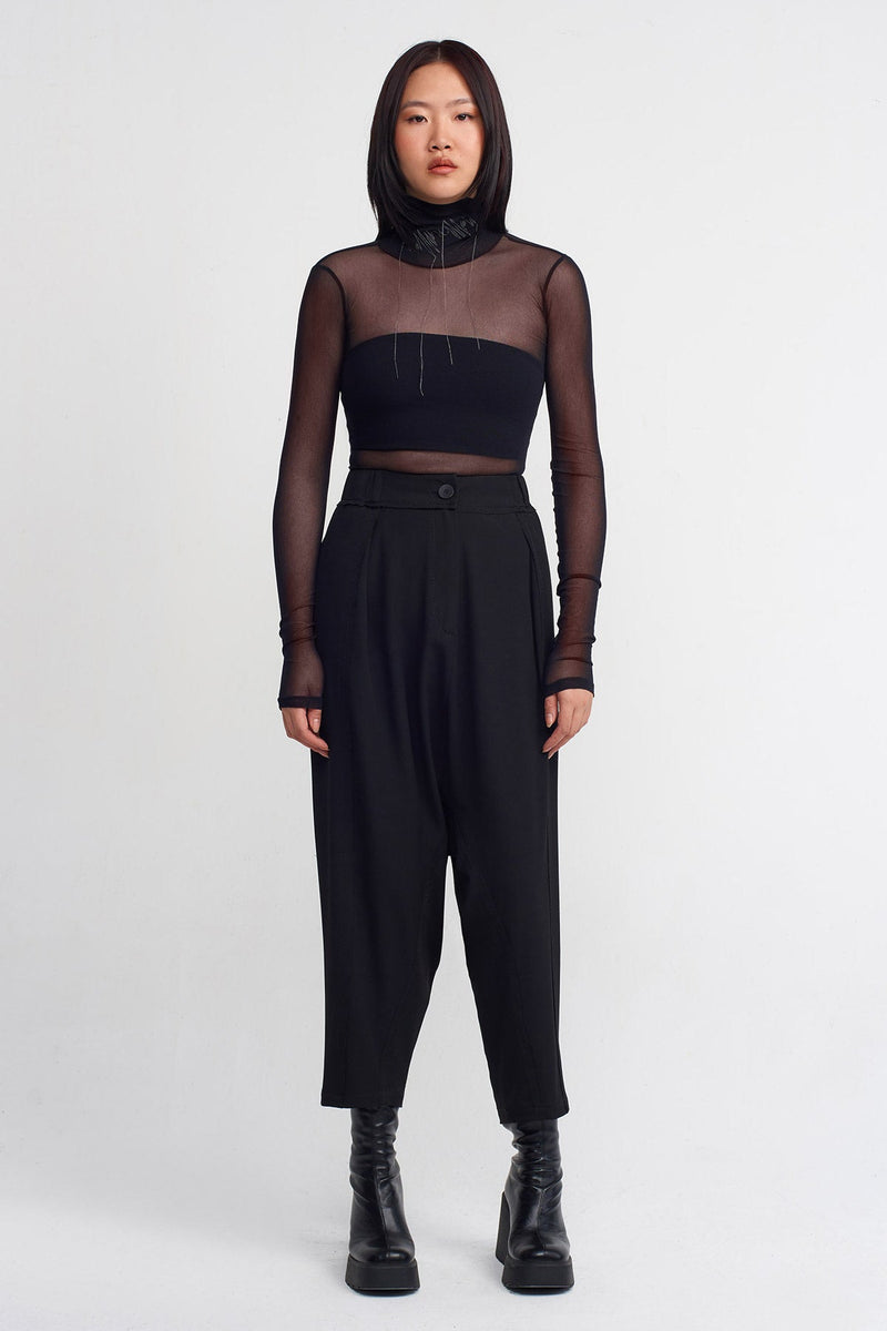 Nu High-Waisted Harem Trousers Black