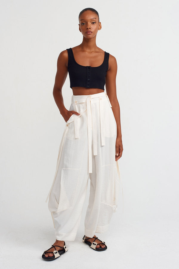 Nu Pants With Stripe Details Off White