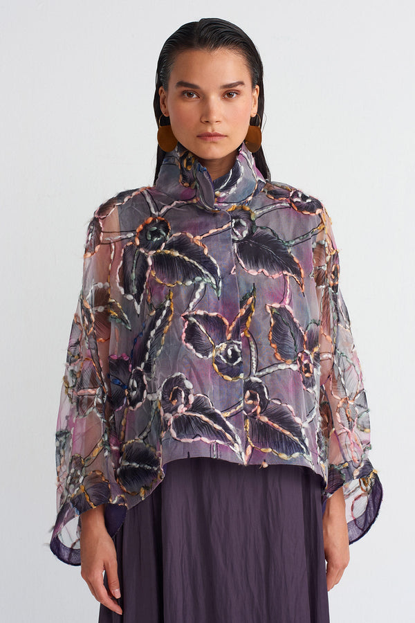 Nu Embroidered Organza Jacket Multi Color