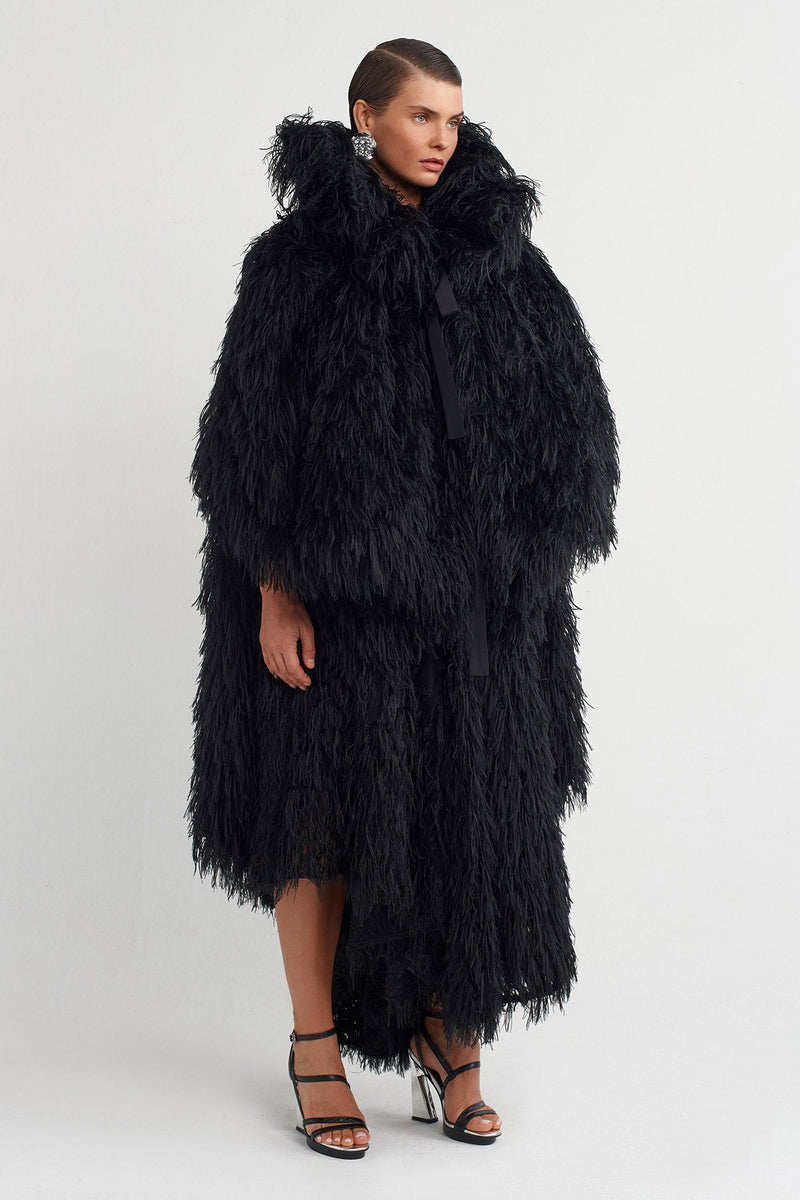 Nu Shawl Collar Fur Jacket Black